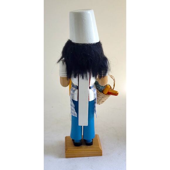 NUTCRACKER-Wood-Moving Lever Mouth-Baker Basket w/Bread-Ice Cream Cone-10" Tall - Picture 8 of 13